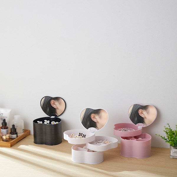 4-lags Rejse Smykkeskrin Organizer Display Bakke, Sort, Port, ZQKLA