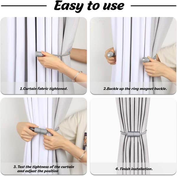 4 stycken magnetiska gardinband i svart flätad design