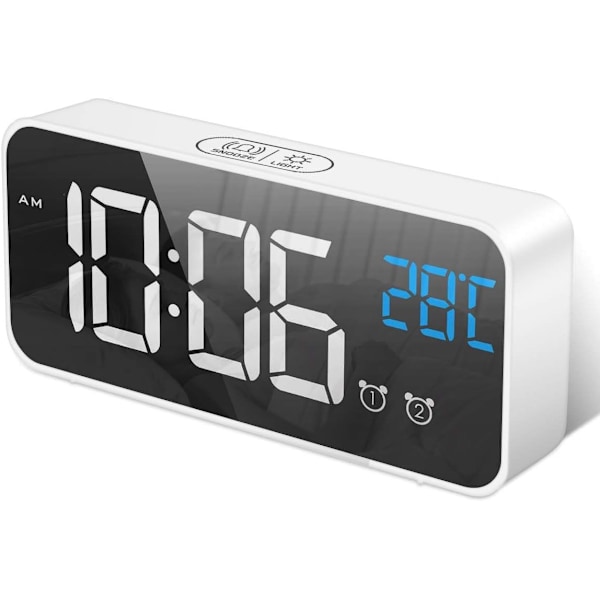 Digital väckarklocka med stor LED-temperaturdisplay, port, ZQKLA