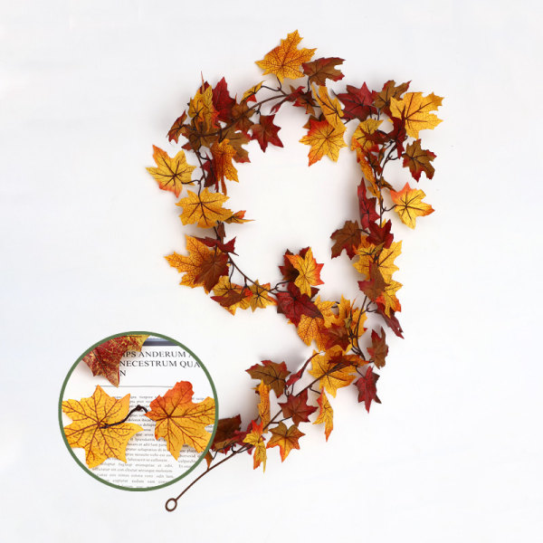 2-Pack Fall Maple Leaf Decor, 2 Styles, Realistisk 5,7 fot Fall, ZQKLA