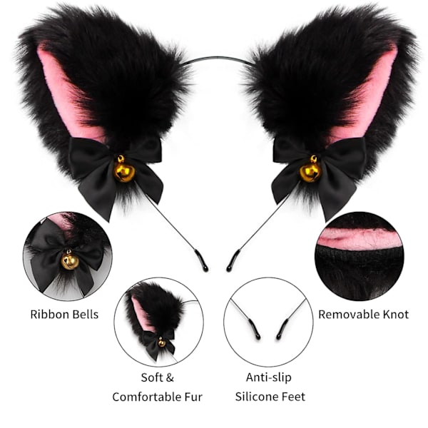 1 Stycke Sött Kattöron Hårband, Anime Plysch Pälsöron, Hall, ZQKLA