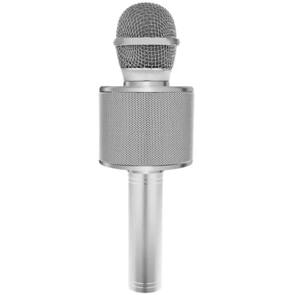 Karaokemikrofoni kaiuttimella / Karaoke mikrofonilla – Bluetooth hopea, su