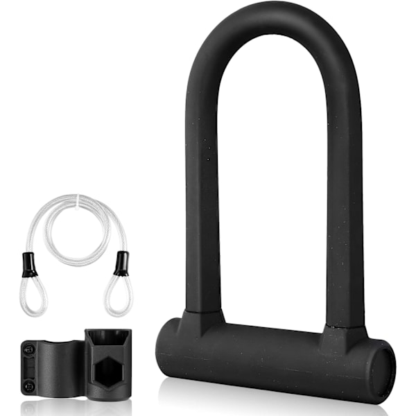 Cykel U-lås, Heavy Duty D-lås med 1,2 m/4 fod Fleksibel Stål Kabel, ZQKLA
