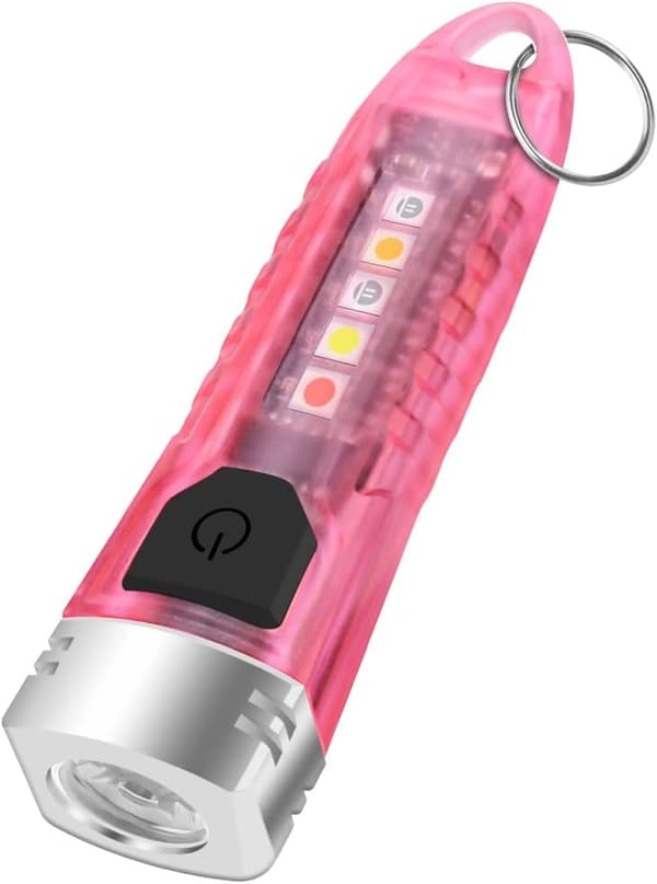 (Pinkki) Ladattava Mini Taskulamppu, Avaimenperä Taskulamppu PUNAINEN, ZQKLA