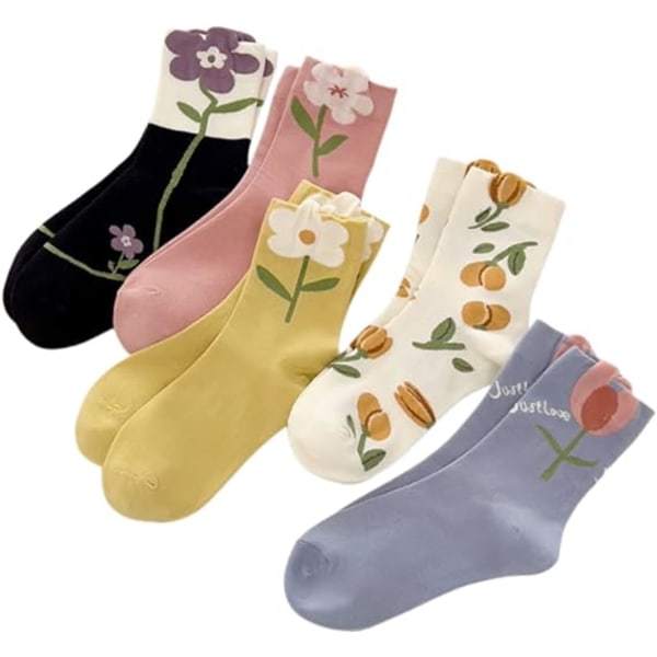 Søte bomullssokker for kvinner og jenter, 5 par sokker for Spo,ZQKLA