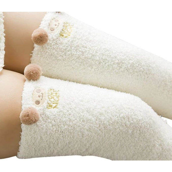Damstrumpor över knäet, fluffiga, söta tecknade figurer, ZQKLA