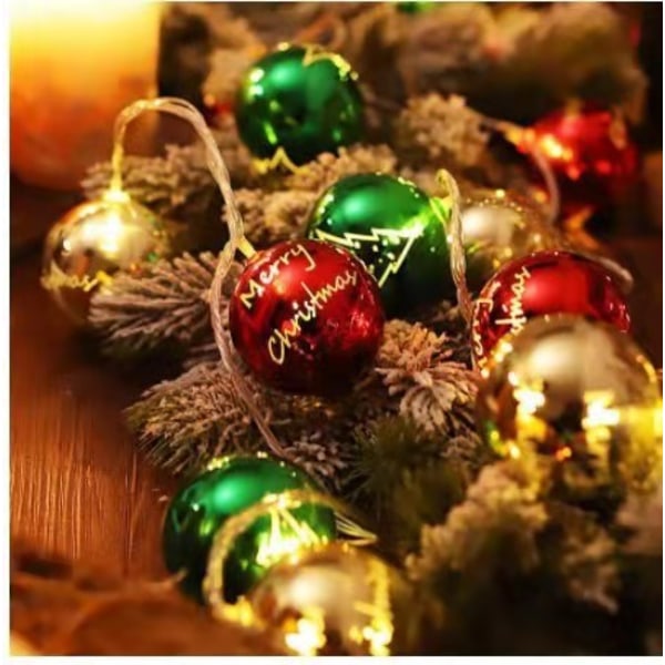 Jouluvalot 10 Led Xmas Ball Lights 6,6ft Batter