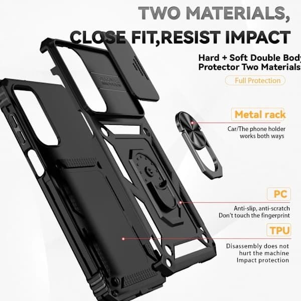 Samsung Galaxy A16 Cover CamShield Ring Hybrid Sort,su