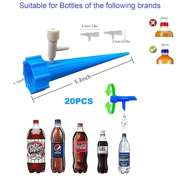 20-pack Bevattningssystem med dropp, Droppflaska, Justerbar, ZQKLA