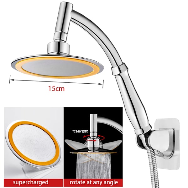 15 cm Högtryck 360 Justerbar Stor Rund Stor Regndusch, ZQKLA