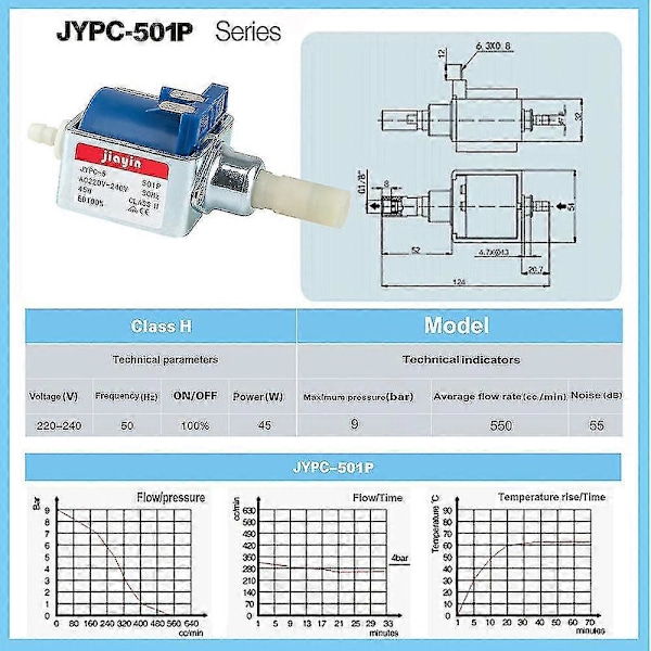 Jiayin JYPC-5 AC 220V - 240V 9bar 45W Elektromagnetisk Vatten Peristaltisk Pump Högtryck Kaffemaskin Självsugande Pump
