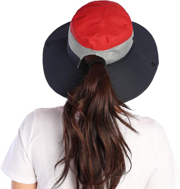 Lysende Rød Dame Solhat Bred Skygge Bucket Mesh Buni Hat Udendørs