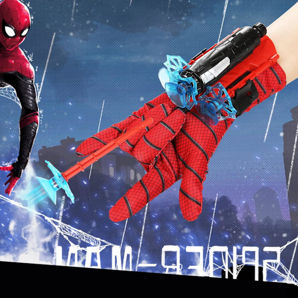 (1 Setti - Imuritikkaat) Spiderman Hämähäkkipallolaukaisin Hämähäkkikäsine