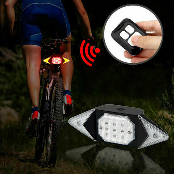 USB-laddningsbar cykelbaklampa med blinkers, trådlös fjärrkontroll c, ZQKLA