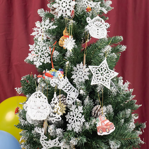 Juletræspynt Snefnug Ornamenter - 100 stk. Hvide, ZQKLA