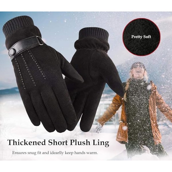 Winter Warm Touch Screen Handsker til mænd Kvinder Termisk ruskind ,ZQKLA