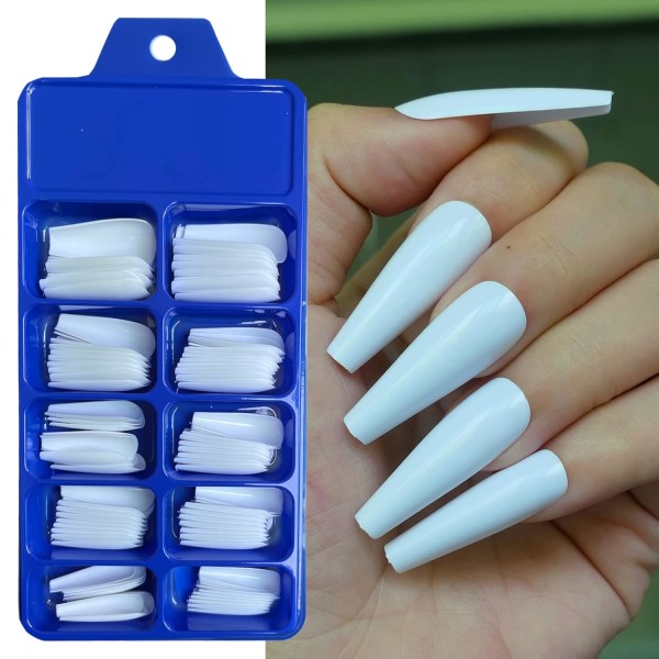 400 st Coffin Press on Nails Ballerina Falska Nagelspetsar Långa F,ZQKLA