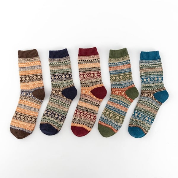 5-pack Ullstrumpor Vinter Varma Strumpor Tjockt Stickade Mysiga Crew Sof,ZQKLA