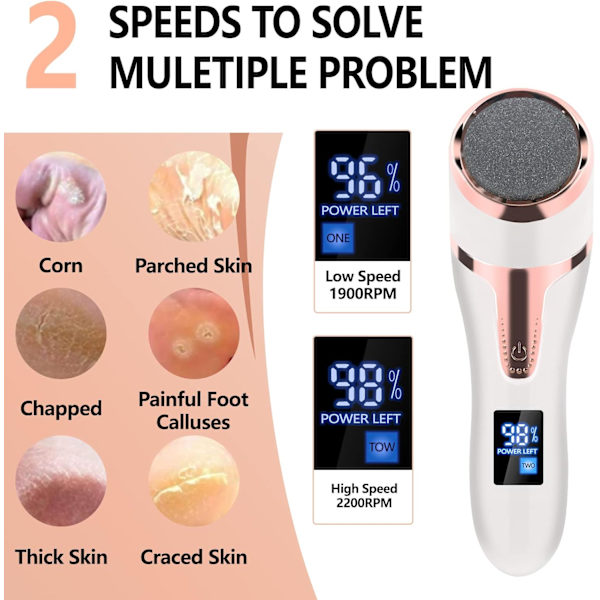 Elektrisk fodfil, genopladelig elektrisk pedicure fodfil, ZQKLA