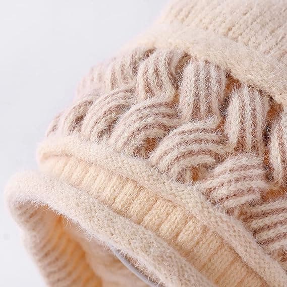 Vintervarm Beanie til Kvinder med Pelsforing og Øreklapper, ZQKLA