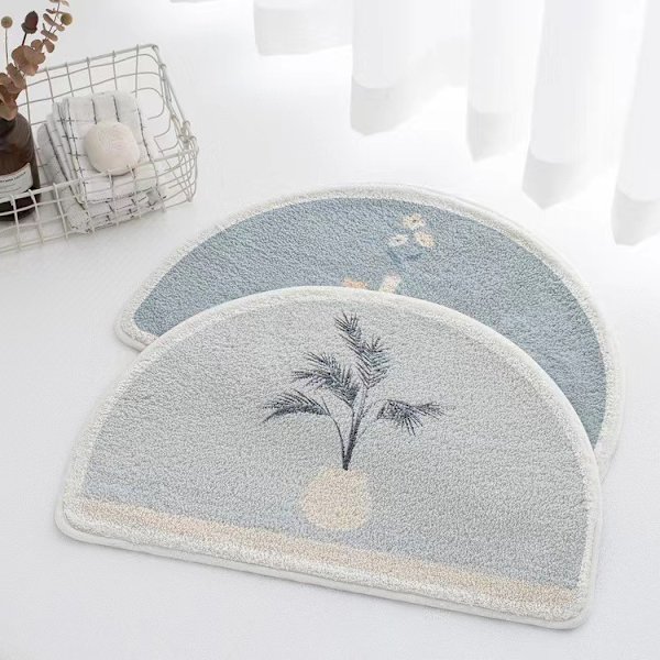 （Træ）40*60cm Brusematte Mikrofiber Bademåtte Gulv Halvcirkel, ZQKLA