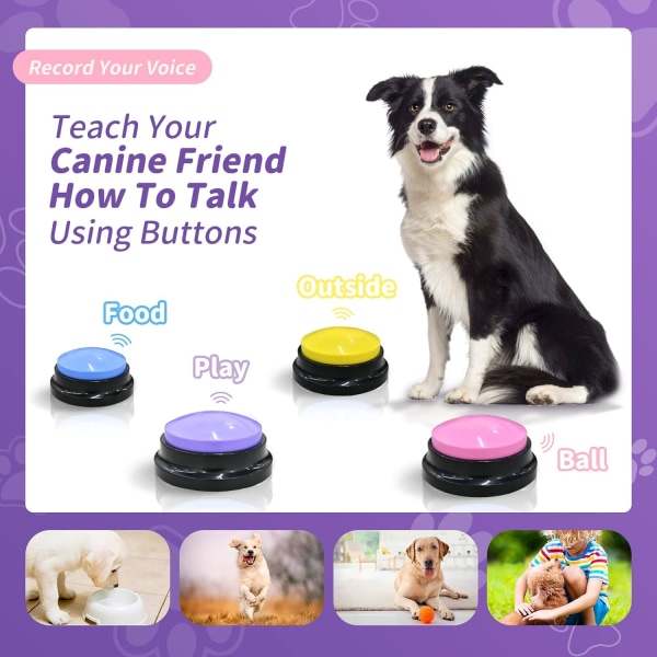 4 kpl: set Communication Dog Button, Dog Talk Button, Recordab, ZQKLA