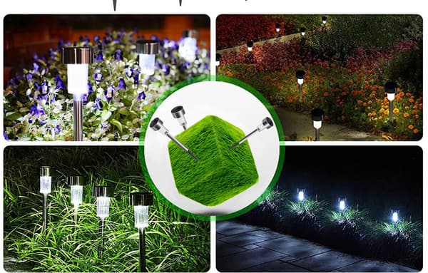 Sæt med 12 LED solcellelamper til haven, til at plante, ZQKLA