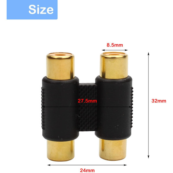 10 stycken RCA-kopplingskontakter, 2 RCA-hon till 2 RCA-hon, ZQKLA