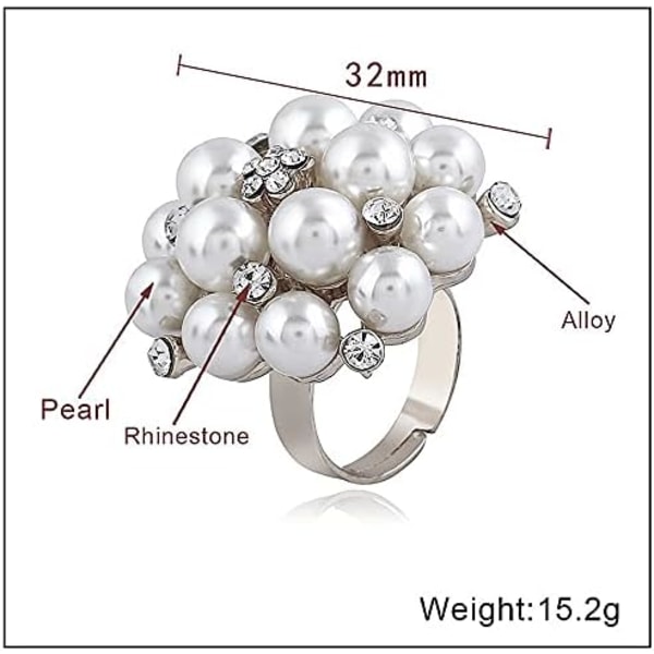 Vigselring för kvinnor Flickor Vintage Crystal Faux Pearls Bal,ZQKLA