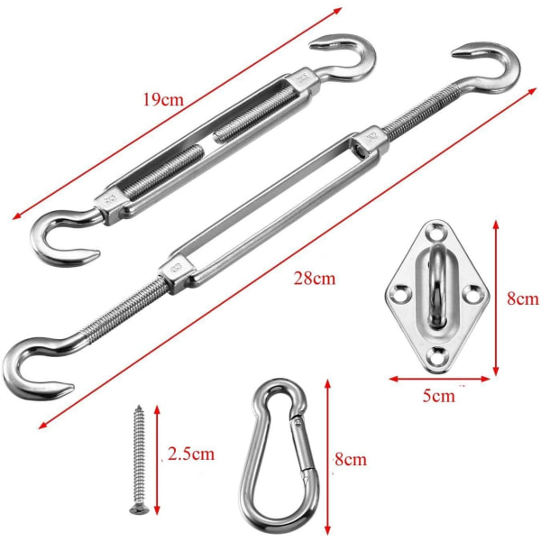 Shade Sail Fixing Kit - 304 rustfrit stål hardwarefiksering, ZQKLA