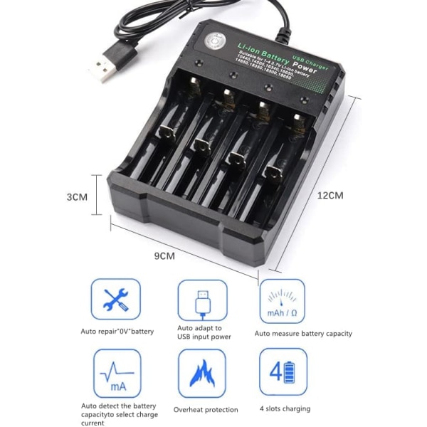 Universal 18650 Batterilader 3.7v Batterilader med LE,ZQKLA