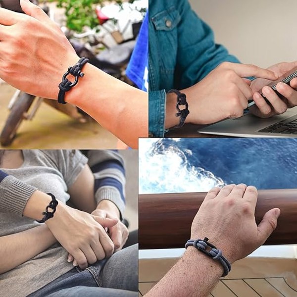 2 st nautiskt armband handgjorda nylon för män (blått, blått), ZQKLA