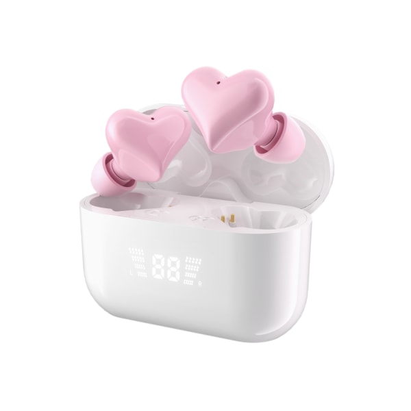 Sydämenmuotoiset Bluetooth-kuulokkeet, melunvaimennus, langattomat urheilu-Bluetooth-nappikuulokkeet pink