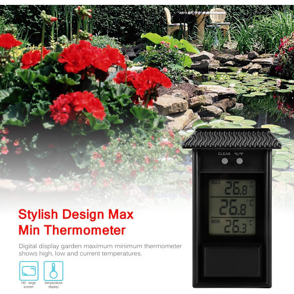 (Svart) Drivhus Termometer, Vanntett Min Digital Greenh, ZQKLA