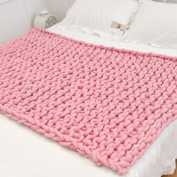 80*100cm Käsintehty Karkea Villaneulepeitto Chenille-tikku, ZQKLA