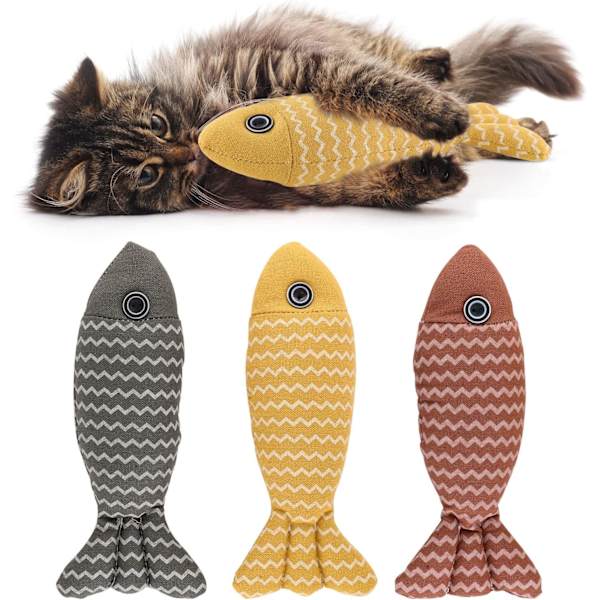 3 Stykker Kattelegetøj, Kattelegetøj med Katteurt, Fiske-katteurt, Interager, ZQKLA