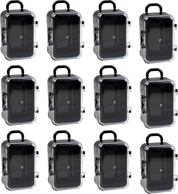 12-pack Mini Resväska-askar Plast Godisask Små Mottagning Gi