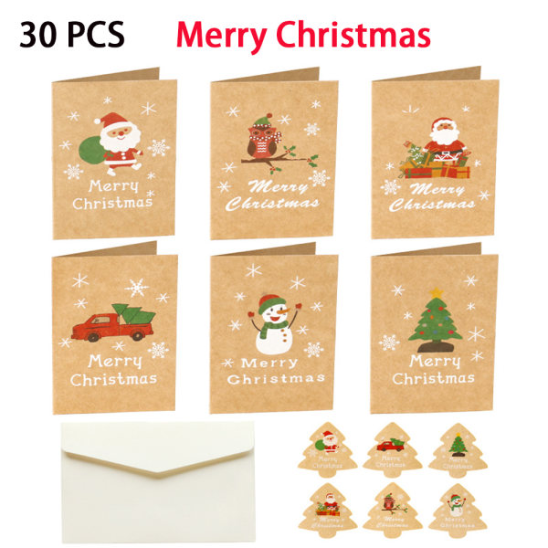 30 Pieces, Merry Christmas Cards, Christmas Cards With Envel,ZQKLA