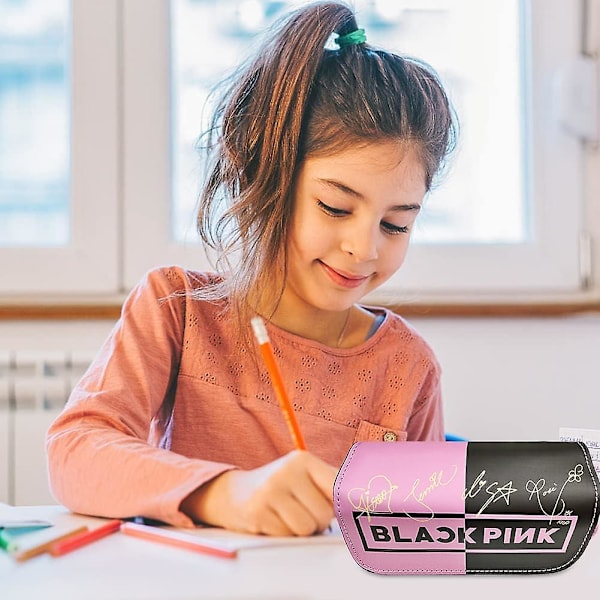 Blackpink - Blackpink Blyantveske Stor Kapasitet, Student Skolemateriell Lerret Glidelås Blyantveske Kosmetikkvesker Blyantholder Skoleutstyr Blackpink Sta