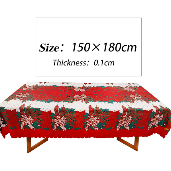 150 * 180cm Rød Rektangulær Juleduks Anti-Skli Polyester