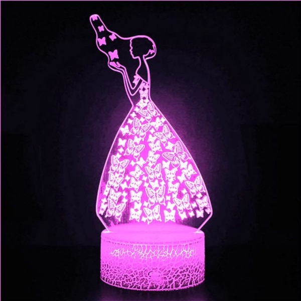 3D Angel Girl Night Light Lamp Illusion 7 Color Changing Tou,ZQKLA