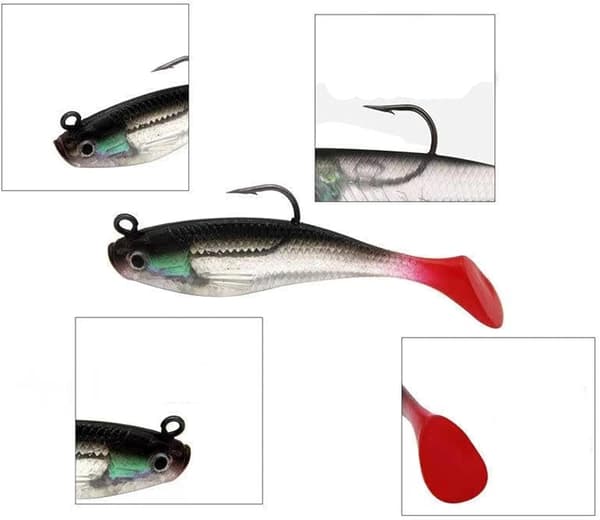 Fiskedragset, 5 st 8cm Mjukt Bete Blyhuvud Havsfiskedrag, ZQKLA