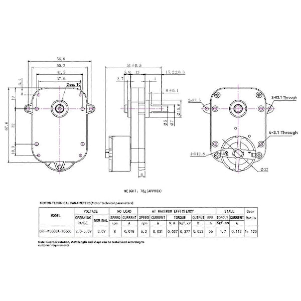 JS50 Klokkevikler DC Motor Erstatningsmotor Displaystativ