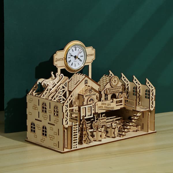 3D Træpuslespil Santas Fabrik Model Kits, Hjernepuslespil an,ZQKLA