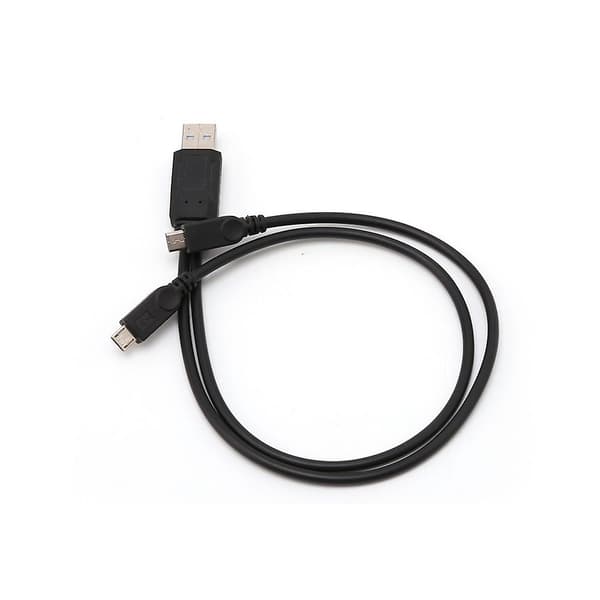 Bærbar 38cm USB hann til Micro USB hann dobbel hann Y adapter splitter kabel