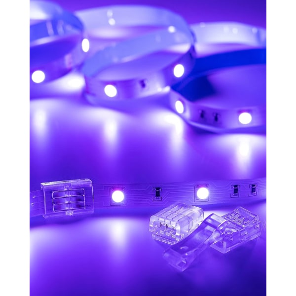 4-Pins LED Lysbåndsforbindelser 10 Pak 10mm Loddefri Gab, ZQKLA