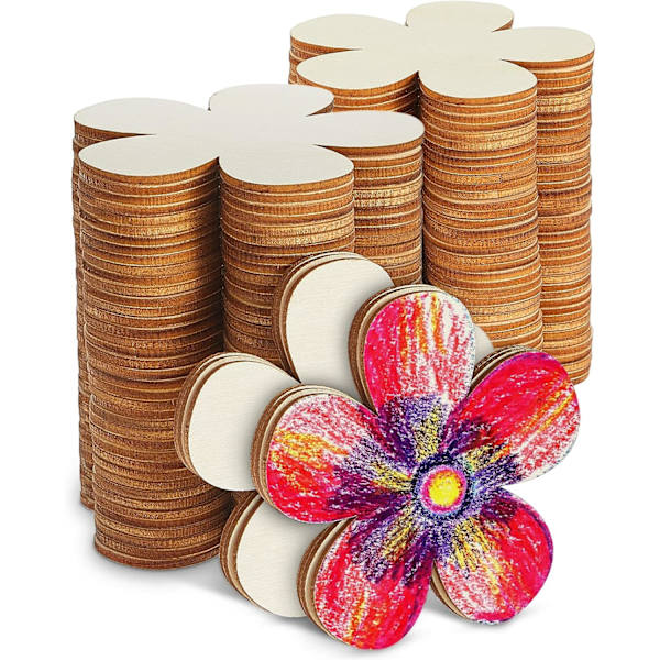 3 Tums Oavslutade Träblommor Träblomskivor Hantverk