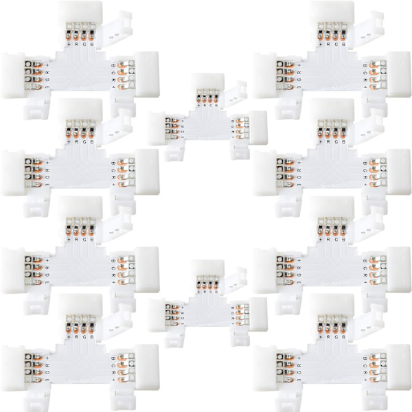 T-Formet 4-Pins LED-Stikkontakter 10-Pak JACKYLED 10mm Bred Unwi,ZQKLA