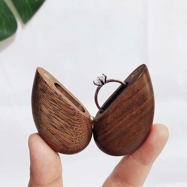 (Kirsebærtre) Hjerteformet Mini Smykkeskrin Tre Ring, ZQKLA