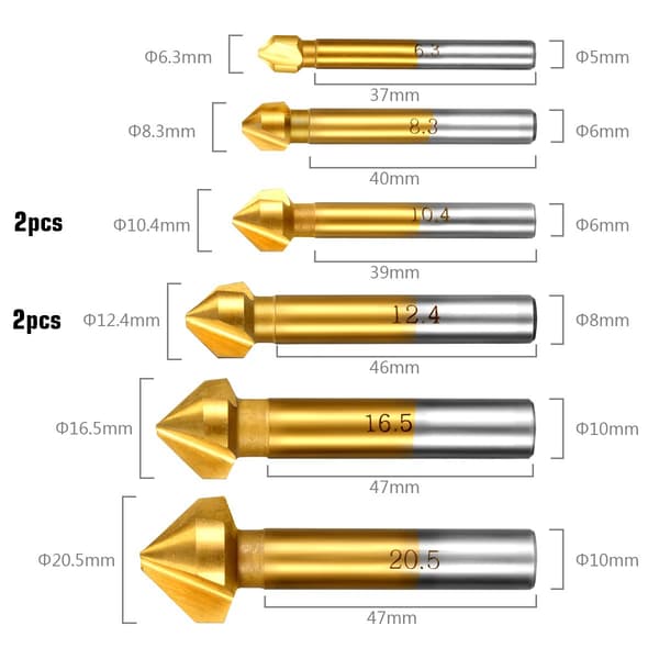 8 st Countersink 90° HSS Countersinkfräs Titanbelagd Borr B,ZQKLA
